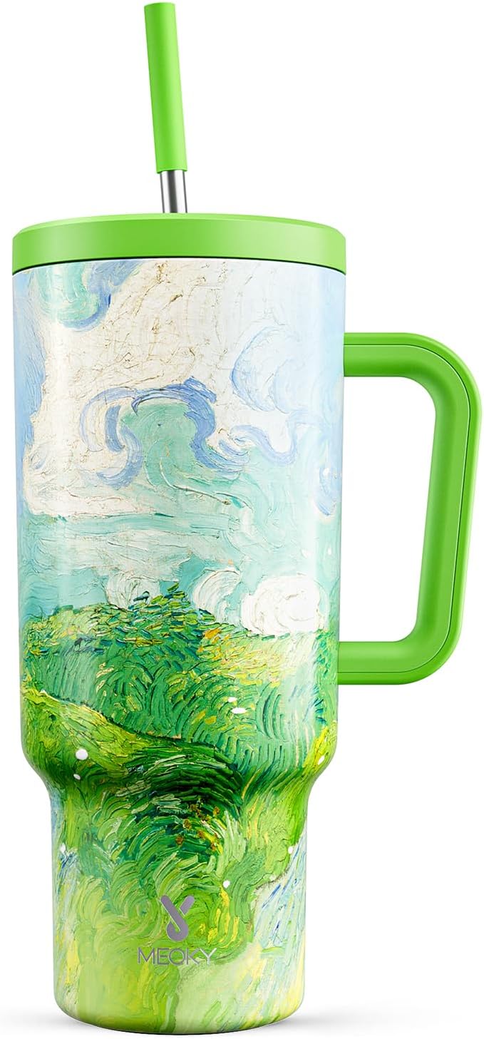 Meoky 40 oz Tumbler with Handle and Straw: Stainless Steel Insulated Tumbler by MEOKY