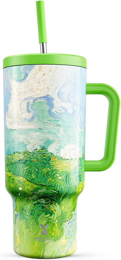 Meoky 40 oz Tumbler with Handle and Straw: Stainless Steel Insulated Tumbler by MEOKY