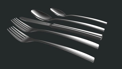 Matte Silverware Set, 18/10 Stainless Steel Satin Flatware, Modern Brushed Finish Cutlery, Dishwasher Safe & Durable, Built to Last (60-Piece, Sleek)