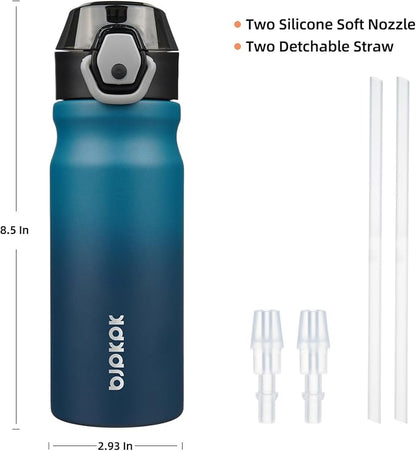 BJPKPK 18 oz Water Bottle with Straw & Handle, Insulated Stainless Flask | Leak - Image 4