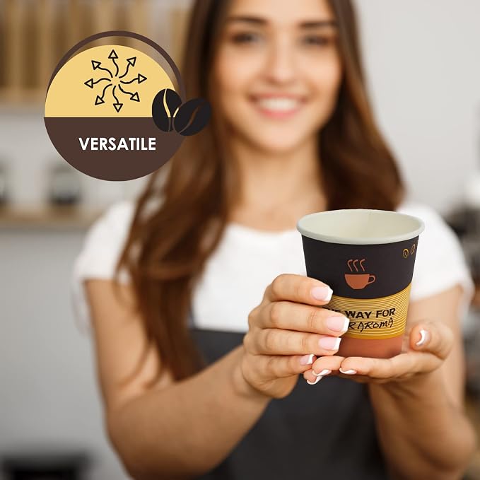 PAMI Disposable Paper Coffee Cups 10 oz, Single-Use, Leak Resistant - Image 4