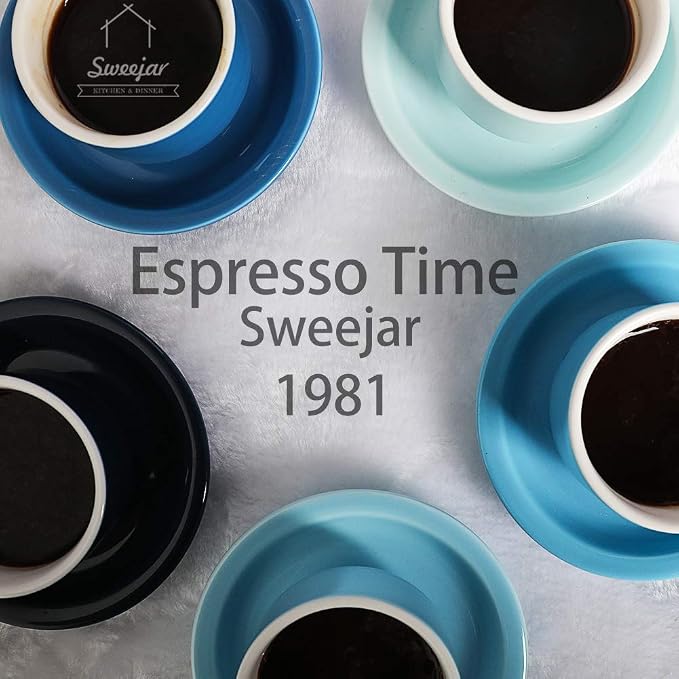 Sweejar Porcelain Espresso Cup & Saucer Set, Stackable Demitasse Cups - Image 4