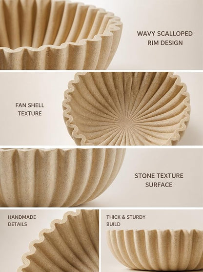 Ruffle Decor Large Decorative Bowl, fruit bowl kitchen stone bowl, bowl decor - Image 5