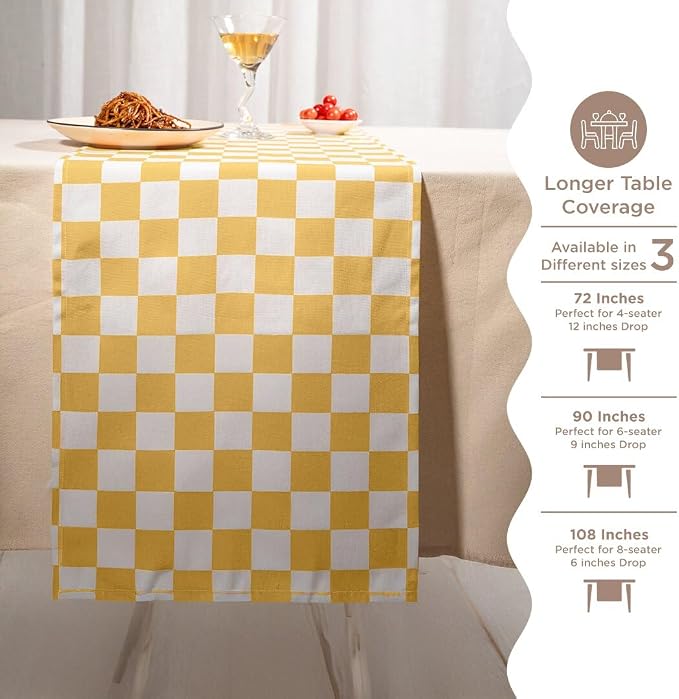 Folkulture Fall Table Runner 72 Inches Long | Cute Checkered | Table Runner - Image 7