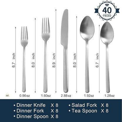 40 Piece Silverware Set, Flatware Set - Image 2