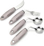 4-Piece Adaptive Utensils Set with Rocker Knife & Shovel Spoon - 42° Angled Parkinsons Utensils, 2.5 oz Weighted Silverware for Hand Tremors and Arthritis, Adaptive Eating Utensils (Grey Left-Handed)