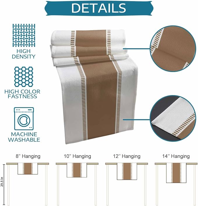 Brown Table Runners 90 inches Long, Stripes Minimalist Simple Table Runner - Image 7
