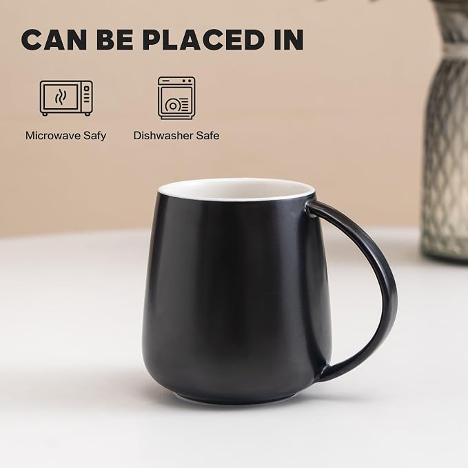 Eyoriza 15Oz Matte Ceramic Coffee Mug, Big Handle, Microwave and Dishwasher Safe - Image 4