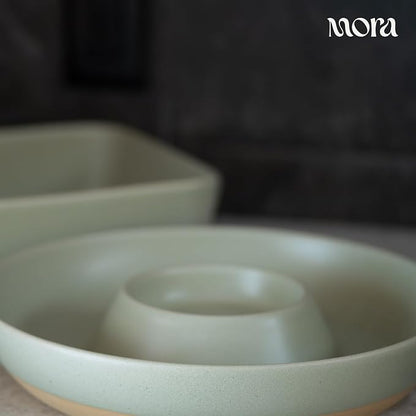 MORA Ceramic Chips and Dip Serving Tray: Large Divided Party Bowl Set - Image 6