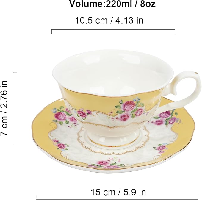 fanquare Colorful Floral Porcelain Coffee Cups - Image 6