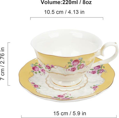 fanquare Colorful Floral Porcelain Coffee Cups - Image 6