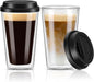 Qipecedm® 2 Packs Double Walled Glass Coffee Mugs by Qipecedm