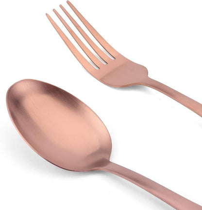 Matte Rose Gold Silverware Set, 20-Piece Stainless Steel Flatware set, - Image 4