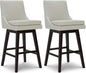 CHITA Bar Height Swivel Barstool with Back Set of 2, FSC Certified Upholstered Bar Stool, 30.7" H Seat Height, PU Leather in Creamy Gray
