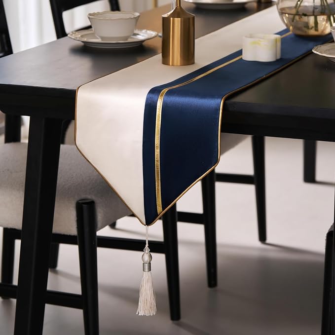 Avigers Table Runner 12 x 90 Inch, Tassels | Faux Silk double-layer accent by Avigers