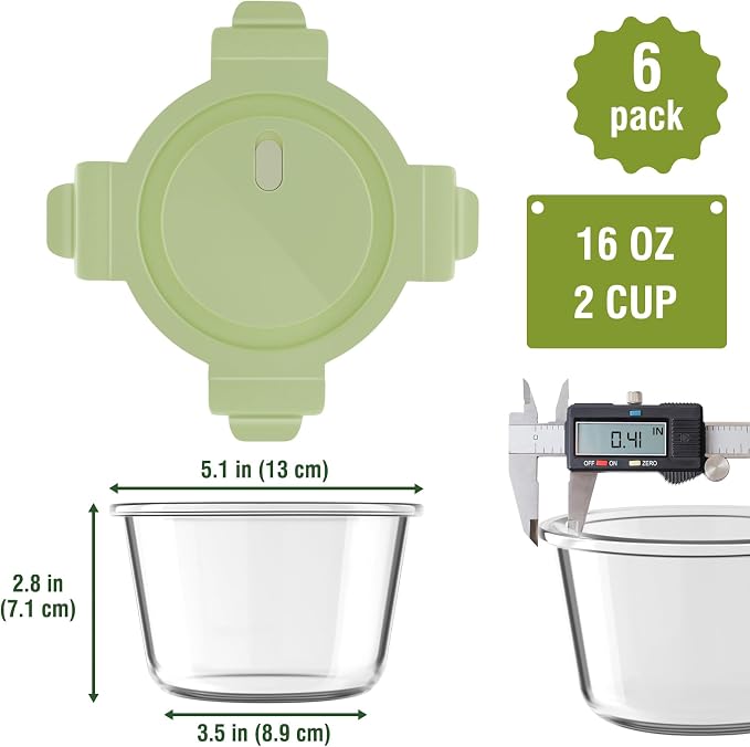 2 Cup/16oz Round Glass Meal Prep Containers - Image 3