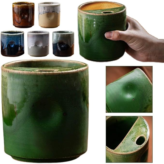 18oz Ceramic Coffee Mug with Sip Lid, Handleless Tumbler in a Vintage Kiln Style - Image 7