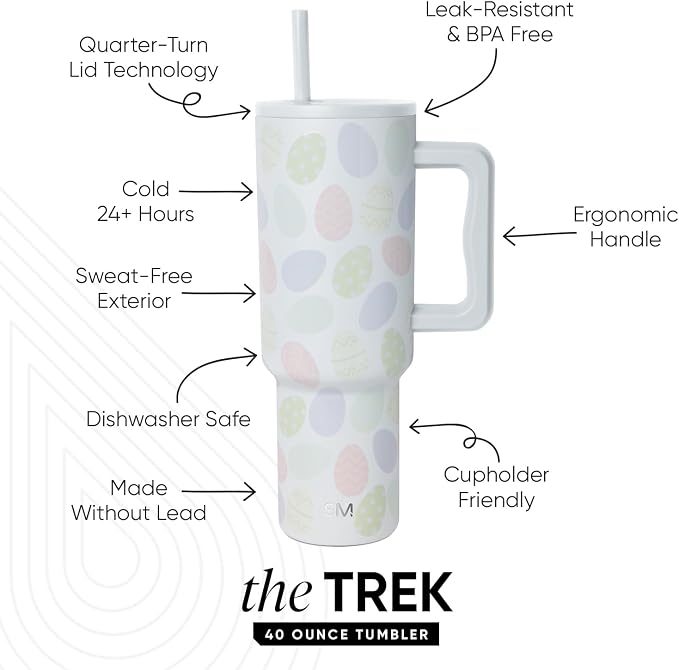 Simple Modern Tumbler with Handle and Straw | 40oz | Easter Eggs | Trek Tumbler - Image 2