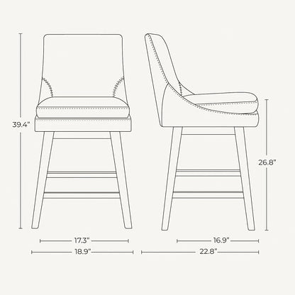 CHITA Counter Height Swivel Bar Stools with Back Set of 2, FSC Certified Upholstered Fabric Bar Stool, 26.8" H Seat Height, Fabric in Fog