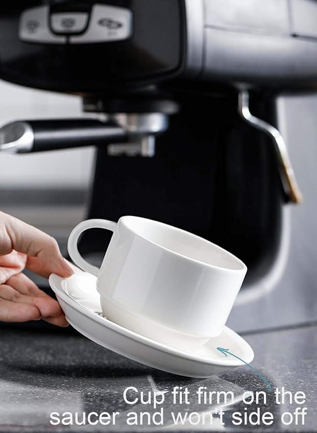 Sweese 8 Ounce Porcelain Stackable Cappuccino Cups - Image 8