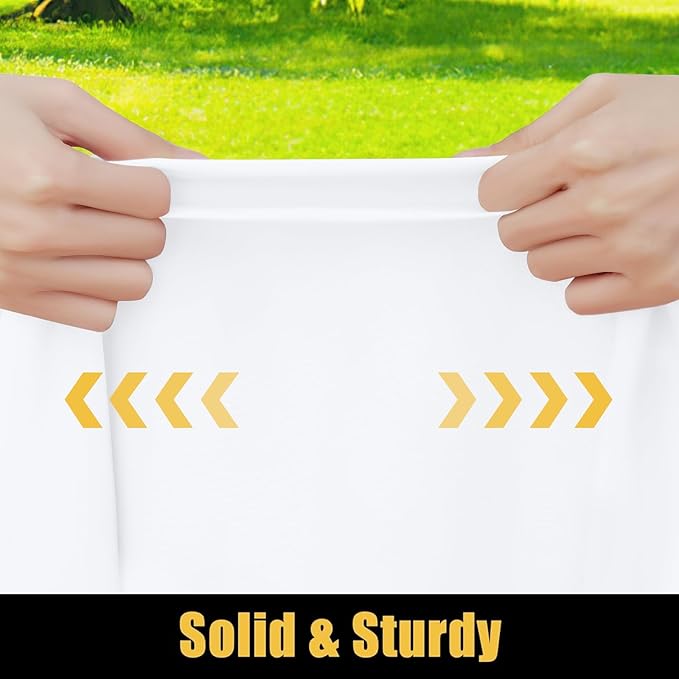 Smiry Rectangle Picnic Table Cloth, Waterproof Elastic Fitted Tablecloths for 8 Foot Tables, Washable Polyester Table Cover for Camping, Indoor and Outdoor (White, 30"x96")
