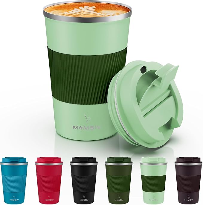 MOMSIV 12oz Travel Coffee Mug, Insulated Coffee Cup by MOMSIV