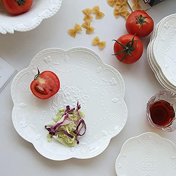 Ceramic Plate, Round Embossed Lace Plate - Image 3