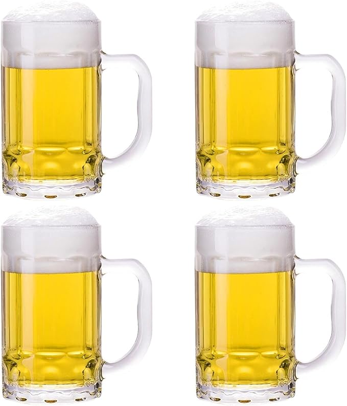 4 Pack Heavy Beer Mugs, Large Beer Glasses by TUSAPAM