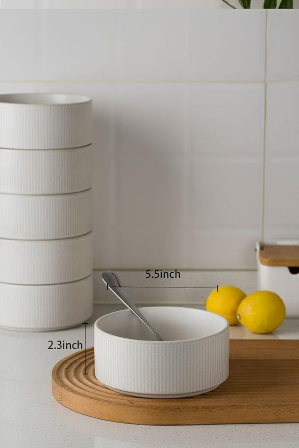 famiware Star Cereal Bowl Set, 23 oz Soup Bowls Set of 6, Matte White | Double - Image 3