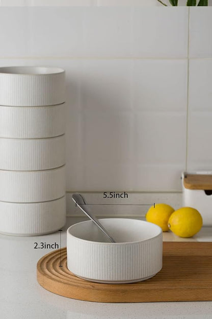 famiware Star Cereal Bowl Set, 23 oz Soup Bowls Set of 6, Matte White | Double - Image 3