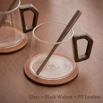 12 oz Glass Coffee Cups Set of 2, Cappuccino Cup Set - Image 8