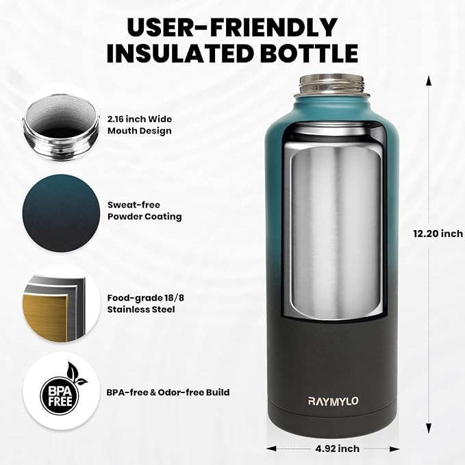 RAYMYLO Insulated Water Bottle 87 oz, Triple Wall Vacuum Stainless Steel | - Image 5