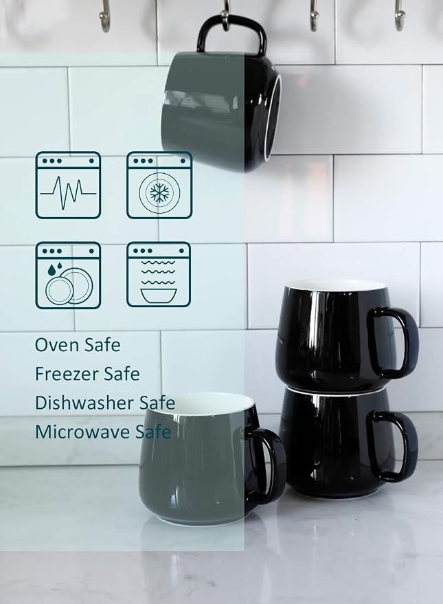 Teocera Ceramic Coffee Mug Set of 4-12 oz Coffee Mugs - Image 9