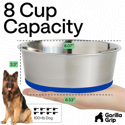 GORILLA GRIP Dog Bowls, Food Grade 304 Stainless Steel, Holds 8 Cups Each Food - Image 4