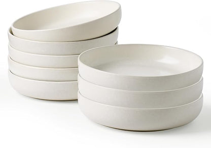 famiware Milkyway 33 oz Pasta Bowls Set of 8, Matte White | Double Reactive by Famiware