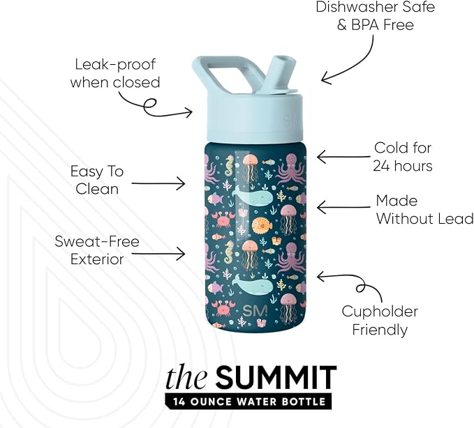 Simple Modern Kids Water Bottle & Toddler Cup | 14oz | Under the Sea - Image 2