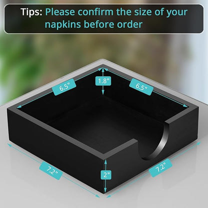 Napkin Holder for Table, Wooden Napkins Holders For Paper Napkins, Flat Napkin Holder for Luncheon, Napkin Holders for Kitchen Dinner Table Decor, Napkin Dispenser for Indoor & Outdoor Use, Black
