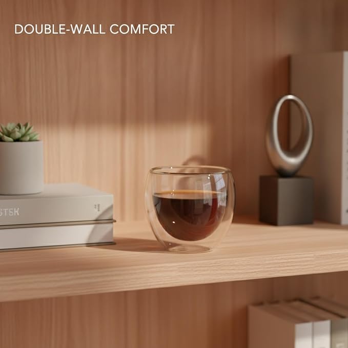 Handleless Double-Wall Silhouette, 2.7 oz Borosilicate Glass Espresso Cup - Image 3
