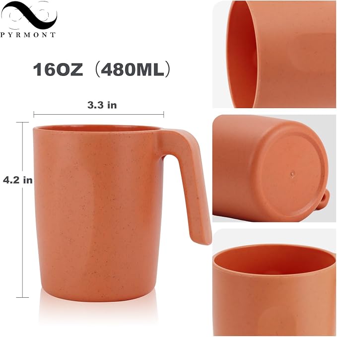 PYRMONT Wheat Straw Cups 16 Oz Alternative Plastic Cups - Image 2