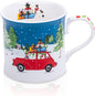 12 oz Christmas Car Coffee Mug, Festive New Bone China Mug by MFoffice