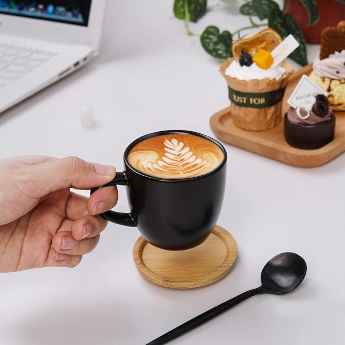 Hasense 4 OZ Espresso Cups and Saucers Set of 6, Demitasse Cups - Image 5