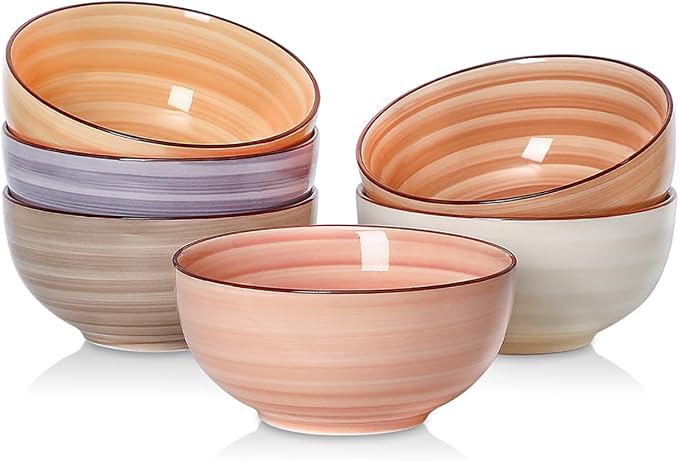 Selamica Ceramic Cereal Bowls Set of 6, 24 OZ Soup Bowls by Selamica