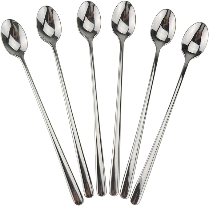 9" Iced Tea Spoons, DEALIGHT 6-Piece Heavy-Duty Long Handled Teaspoons | 18/10 by DEALIGHT