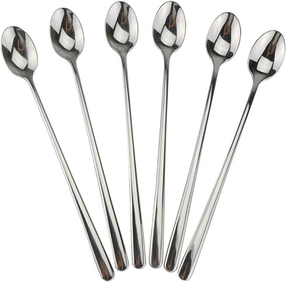 9" Iced Tea Spoons, DEALIGHT 6-Piece Heavy-Duty Long Handled Teaspoons | 18/10 by DEALIGHT
