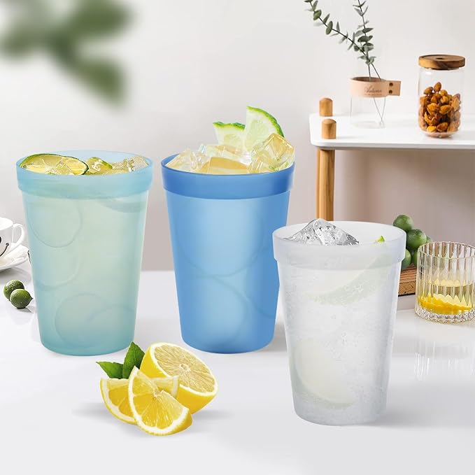 Blwan 15.2oz Plastic Cups, 8 Pack Reusable BPA-Free Unbreakable Drinking Cups - Image 2