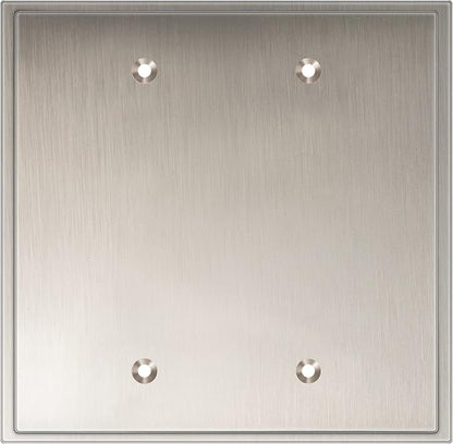 Henne Bery Soft Modern Decorative Wall Plate Switch Plate Outlet Cover (Double Blank, Satin Nickel)
