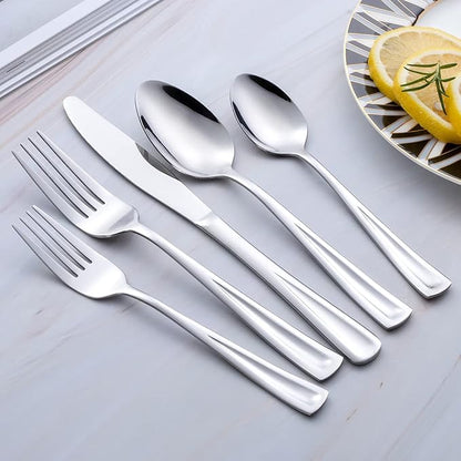 40-Piece Silverware Set for 8, GoGeiLi Stainless Steel Flatware Cutlery Set for 8, include Fork, Knife and Spoon Set, Mirror Finished
