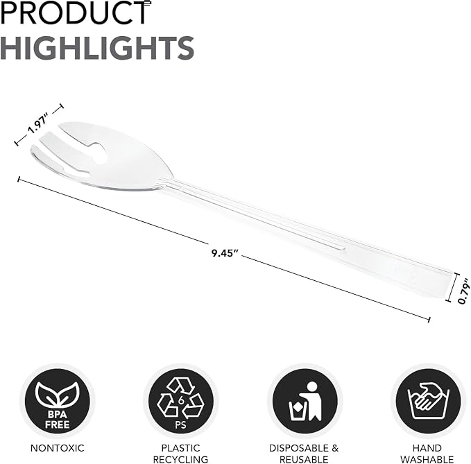 Party Essentials Plastic Party Buffet Serving Utensils Kit, Spoons/Forks/Tongs - Image 5