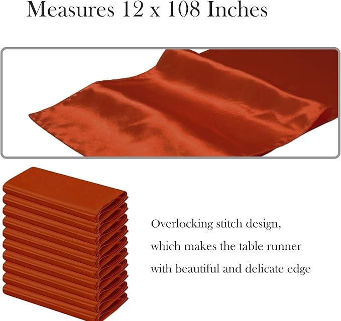 Pack of 10 Satin Terracotta Table Runners 12 x 108 Inches Table Runner - Image 2