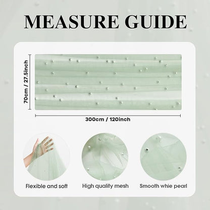 Artoid Mode Pearl Green Gauze Table Runner 120 Inch 10FT, Seasonal Sheer Dining Holiday Wedding Birthday Baby Shower Table Decor for Home Party